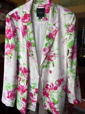 Marciano Floral Blazer in White, Pink & Green